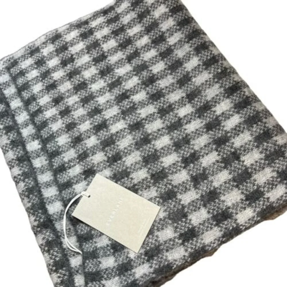 Everlane Scarf Alpaca Merino Wool Grey Plaid Mens Women’s New